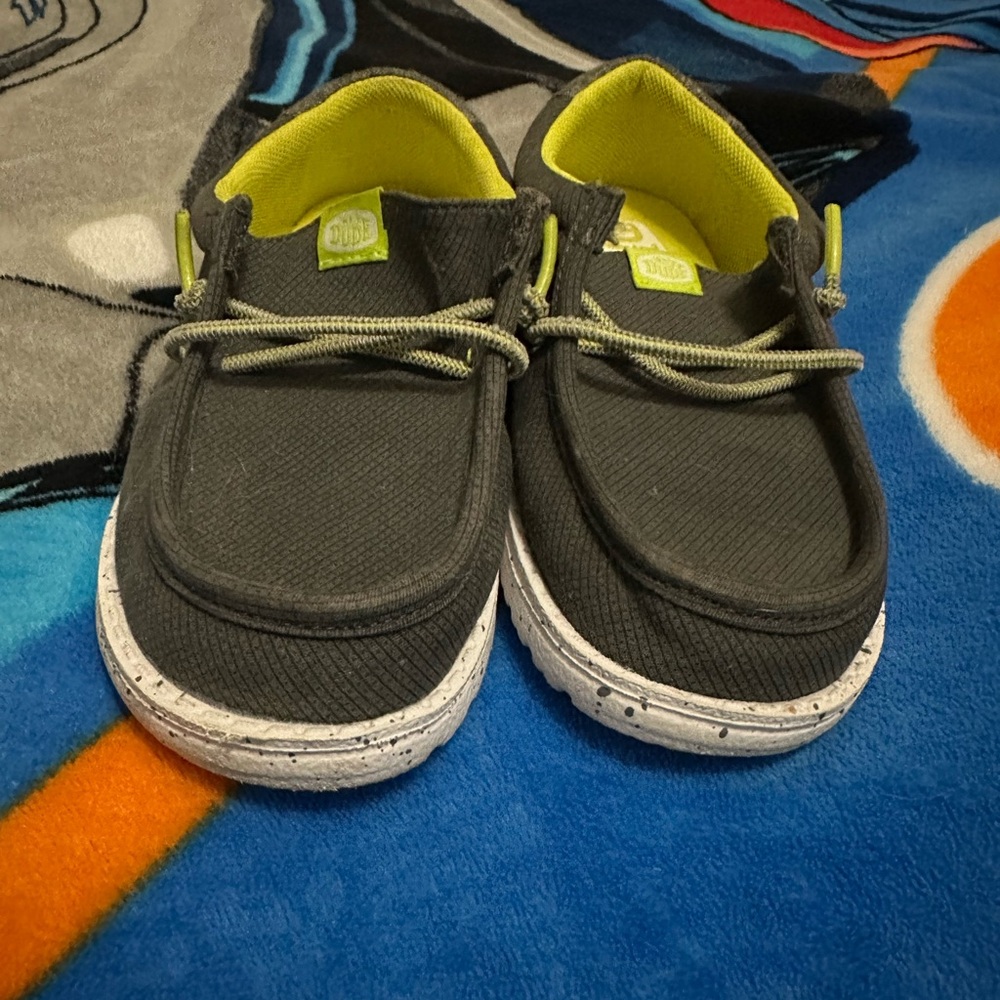 Hey Dude Kids Moccasins in Gray and Lime